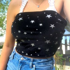 Starry Velvet Lace Up Tube Top